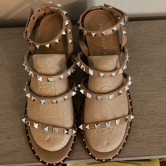 Sincerely Jules Studded Ankle Wrap Sandals Size 9 - Picture 3 of 7
